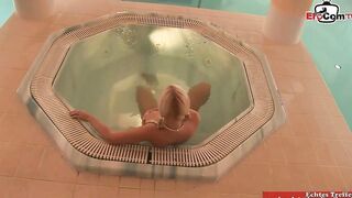 Blonde skank with natural boobies anal fucked inside a spa