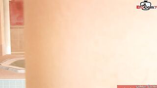 Blonde skank with natural boobies anal fucked inside a spa