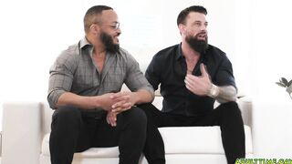 Young gay couple fucks with mature couple