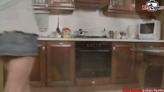 Small ass from a petite chick nailed in the kitchen
