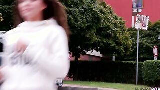 Sensual coed Quenna finishes her jog and offer Tomas Richards a huge kiss when she finds him waiting for her.