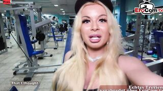 Big Tit blonde femal Bodybuilder tricked by a User for a fucked