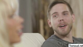 Shemale Brittney Kade rides stepbros cock