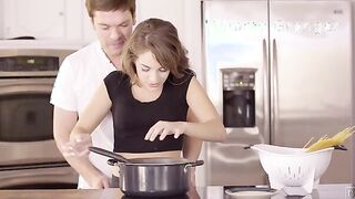 Kimmy Granger is cooking dinner for Ryan Ryder, a kind gesture that Ryan repays with soft kisses and warm embraces.