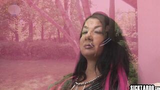 Stepmom and stepdaughter rode big cock
