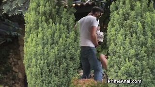 Deep flexi anal in the garden