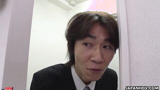 Japanese secretary, Mai Takizawa sucks dick, uncensored