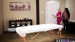 Latin lesbian came for body massage