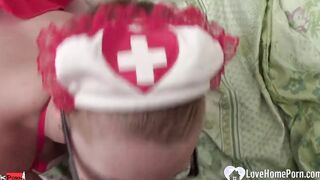 Sexsual nurse wraps her mouth around a stiffy