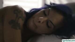Busty transsexual interracial anal sex