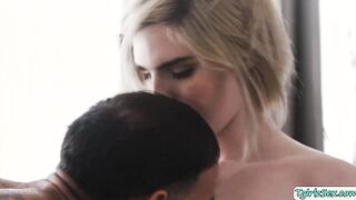 Sexy blonde tbabe sucks stepdads bigcock