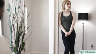 Sexy blonde tbabe sucks stepdads bigcock
