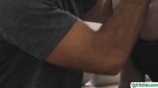 Sexy blonde tbabe sucks stepdads bigcock