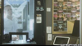 Janitor Des Irez suck Mason Lears big dick at his job
