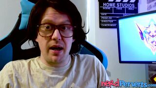 Stunning UK babe sucks off a nerd while GF watches the telly