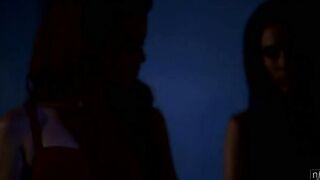 A silhouetted kiss is only the prelude to a hot encounter between red head Elle Alexandra