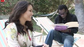 Lusty oriental Dark Haired Takes A Hugest Ebony Dick Inside Her Cunt