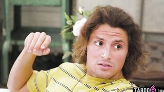 Protective gigantic jugs stepsister Lily Lane helps guy out