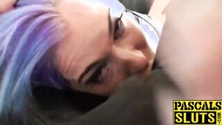 Pascal joins Alexxas play and slides his cock into her mouth