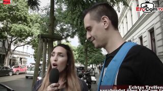 Young Teenage women with huge natural titted pick up during the street casting