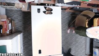 Scared red teen thief Pepper Hart fucked by a big dick