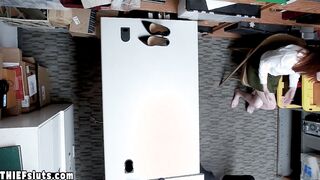 Scared red teen thief Pepper Hart fucked by a big dick
