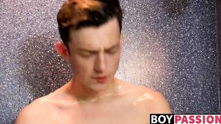 Silas Gray gets in the shower his long cock springs to life