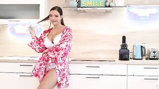 Sofia Lee is ready for action as she waits in the kitchen while Angelo Goodshack