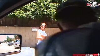 Dark Haired slut with long breasts pick up from a big black cock