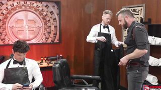 Horny gays fisting at the barber shop