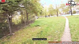 Slim German bimbo pick up at the street for outdoor Sex