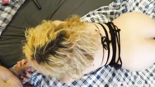 Lusty blonde milks her man's cock dry