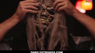 FamilyStrokes - Tricked my slutty Halloween step sisters in fucking