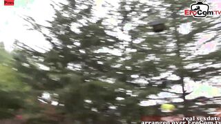 Public FFM 3 way on the tennis court with 2 slim teenage girls