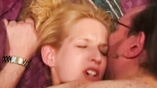 Blonde beauty Megan Matthews sucks a fat juicy fuck stick