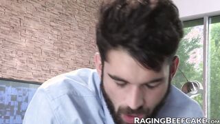 Handsome bearded gay anally fucked by his muscular boss
