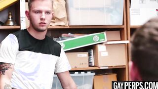 Inked shoplifter cums hard while being fucked raw and deep