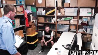 Inked shoplifter cums hard while being fucked raw and deep