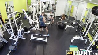 Ginger teen beauty plowed in gym while cuckold jock watches