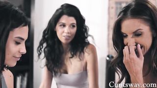 Curious Making Out Leads To Full Lesbo three Way