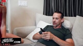 Cute Blonde Bounces Her Booty On Stepdaddy's Lap