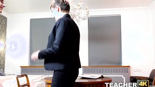 Natural tits tutor doggystyle fucked by her student after BJ