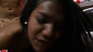 Dark Latina Emi Reyes Getting Her Smooth Pussy Fucked And Pumped Full Of Sperm