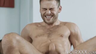 Throbbing cock jock Max Adonis moans while riding hard BBC