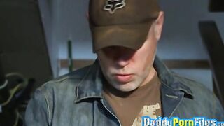 Hunk pulls his dick out to jerk off and cum hard