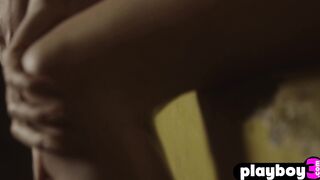 Perfect blonde teen shows her hot body