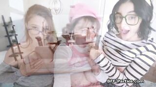 Nerdy girlfriends demanding hard cock to ride