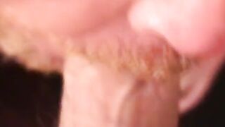 Micha holding the cum while auntie bob is busy with his cock