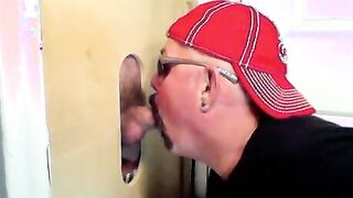 Two horny buddies get a fantastic glory hole suck off