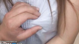 Japanese young housewife satisfies her man after dinner